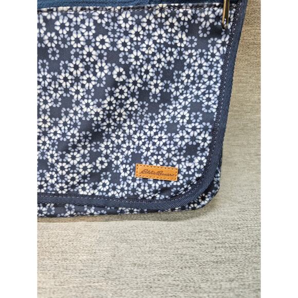 Eddie Bauer Navy Floral Purse/Carryall/Tablet/School Bag Long Adjustable Strap - Picture 2 of 8